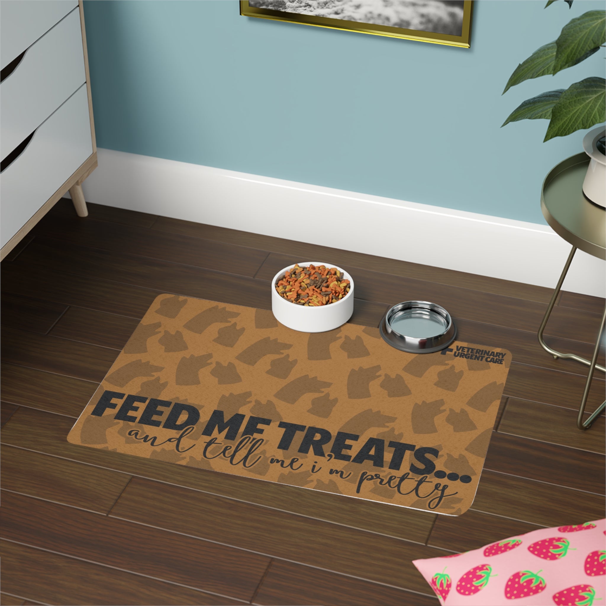 Charming Pet Food Mat with Playful Phrase - Perfect for Dog Lovers, Cat Owners, Home Decor, Gifts for Pet Owners, Kitchen Essentials